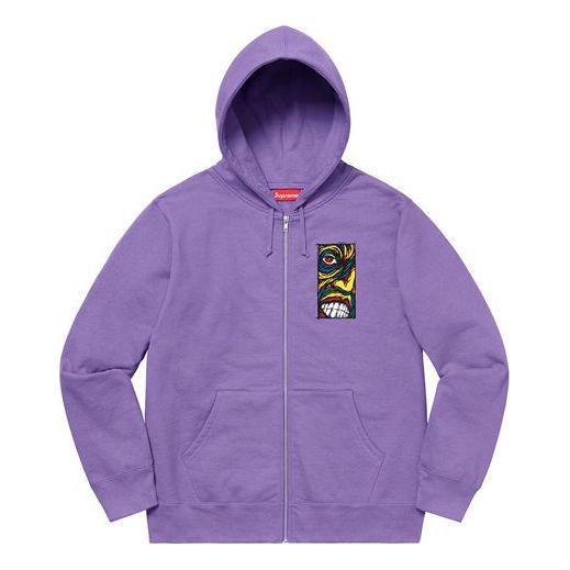 Supreme FW19 Week 13 Disturbed Zip Up Hooded Sweatshirt Light Violet SUP-FW19-10686
