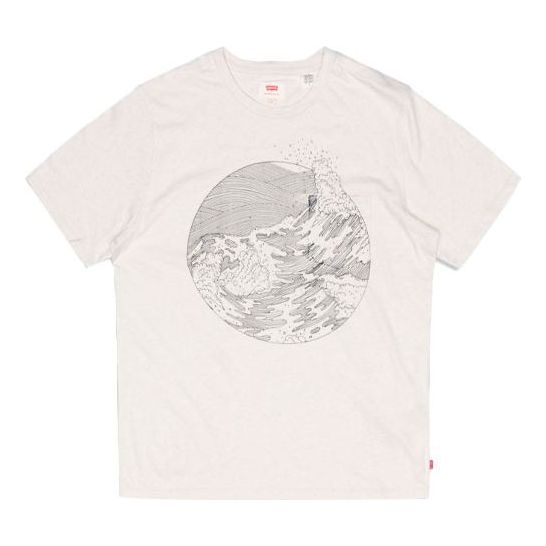 Men's Levis Printing Round Neck Short Sleeve Beige T-Shirt 21547-0019