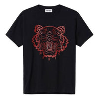 Men's KENZO SS21 Tiger Head Logo Printing Round Neck Short Sleeve Black FB55TS0204SE-99