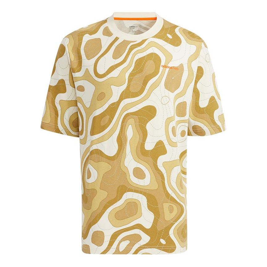 adidas neo M Cg T1 Camouflage Full Print Loose Sports Short Sleeve Yellow HE7938