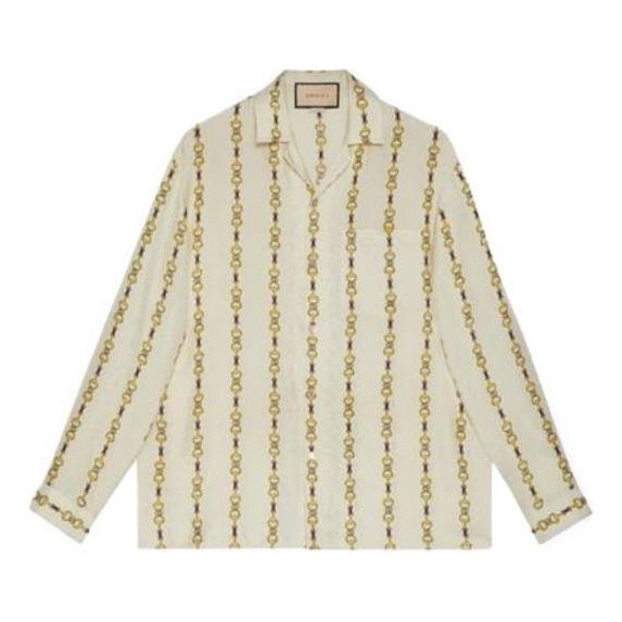 Gucci Interlocking G Horsebit Print Silk Shirt 'Ivory' 751446-ZANR7-9399