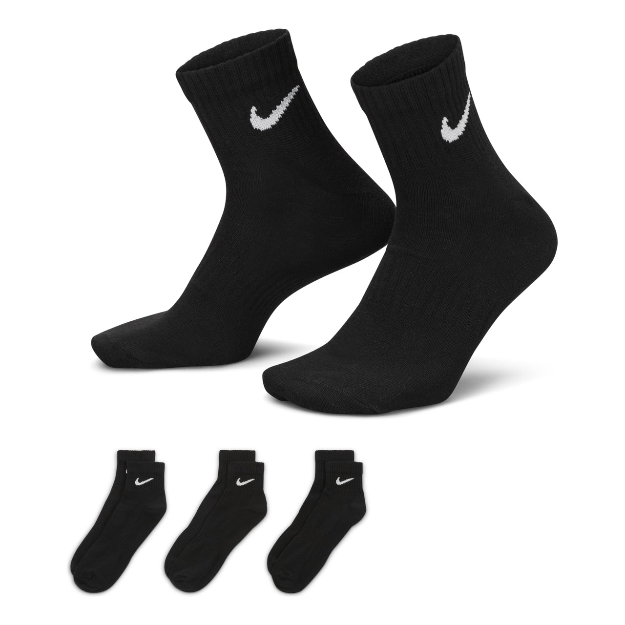 Nike Everyday Lightweight Mid Tops Sports Training Socks Unisex Black SX7677-010