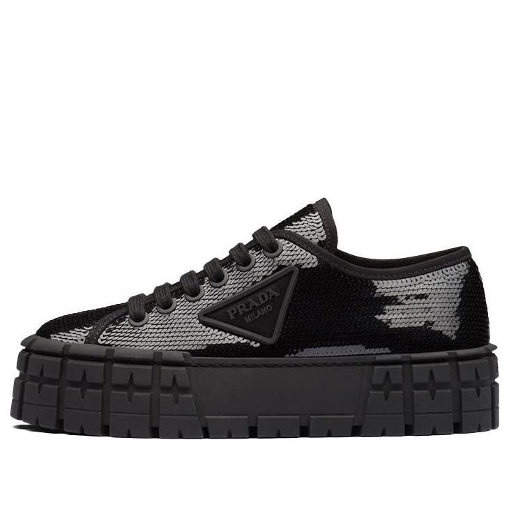 (WMNS) PRADA Double wheel sequin sneakers 'Black' 1E787M_959_F0002_F_050