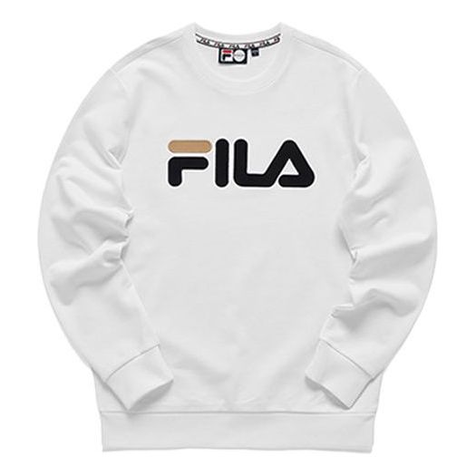 Fila FUSION Pattern Printing Round Neck Pullover Couple Style White T11M113205F-WT