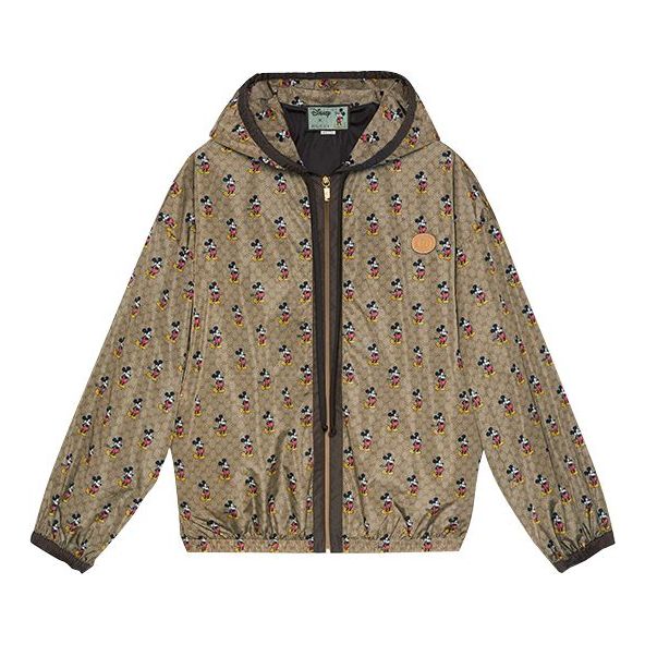 (WMNS) Gucci x Disney Mickey Printed Nylon Jacket For Dark-Curry 605445-XJB9M-2100