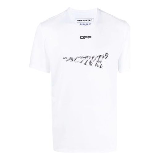 Off-White Pattern Printing Short Sleeve Slim Fit Version White OMVA017V21FAB0020110