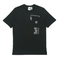 adidas originals Casual Printing Pocket Round Neck Short Sleeve Black DX3658