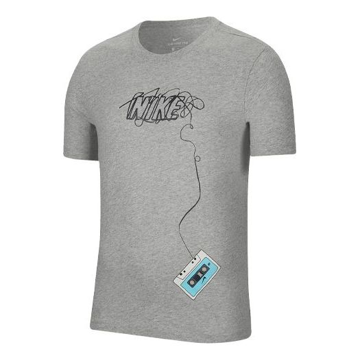 Nike SB Skateboard Sports Skateboard Printing Pattern Round Neck Pullover Short Sleeve Gray CD2085-063