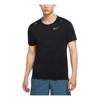 Men's Nike Logo Pattern Printing Running Sports Round Neck Short Sleeve Black T-Shirt DX6146-010
