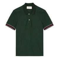 Gucci Cotton Webbing Detail Short Sleeve Polo Shirt For Men Green 408403-X7335-3044