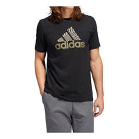 adidas Pre Olympic Met Logo Printing Sports Pullover Round Neck Short Sleeve Black GV6266