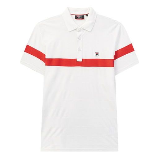 Yellow FILA Logo Printing Contrasting Colors Sports Short Sleeve Polo Shirt White F11M021108F-WT