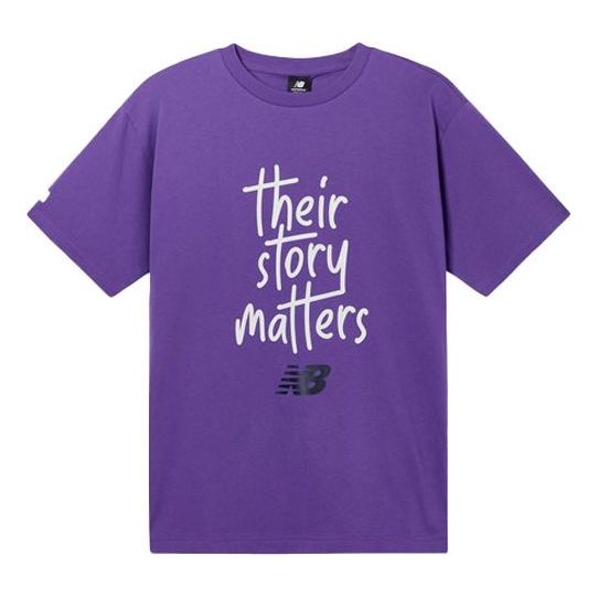 New Balance Alphabet Printing Sports Round Neck Short Sleeve Purple T-Shirt MT11578-PRP