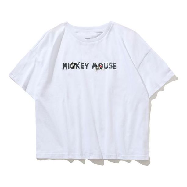Li-Ning x Disney Crossover Sports Fashion Series Loose Round Neck Short Sleeve White AHSP402-4