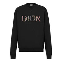 Men's DIOR SS21 Logo Alphabet Flowers Round Neck Pullover Black 113J687A0531-C984