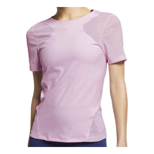 (WMNS) Nike Pro Hypercool Sports Training Tight Short Sleeve Pink AQ0018-663