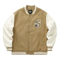 Skechers Letter Printed Baseball Jacket 'Tan White Black' L422M043