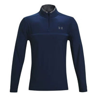 Men's Under Armour Playoff 2.0 Logo Printing Half Zipper Loose Navy Blue 1361821-408