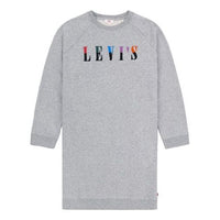 (WMNS) Levi's Embroidered Round Neck Pullover Gray Hoodie 81860-0006
