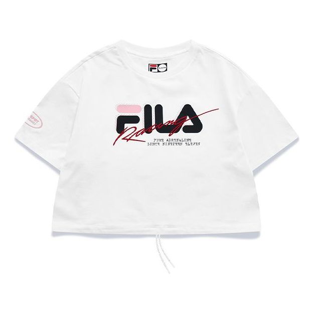 (WMNS) FILA FUSION Logo Alphabet Printing Loose Round Neck Short Sleeve White T-Shirt T11W123110F-WT