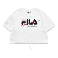 (WMNS) FILA FUSION Logo Alphabet Printing Loose Round Neck Short Sleeve White T-Shirt T11W123110F-WT