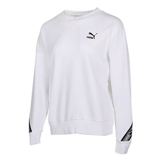 (WMNS) PUMA Casual Sports Round Neck Long Sleeves Hoodie White 596019-02