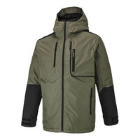 Men's adidas Contrasting Colors Hooded Stay Warm Down Jacket Dark Olive Green HE3689