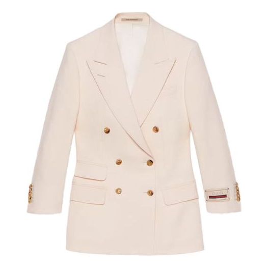 (WMNS) Gucci Bouble-Breasted Wool Mohair Blazer Jacket 'Beige' 669528-ZAFAP-9887