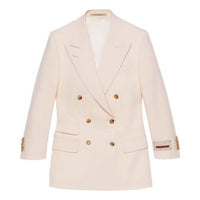 (WMNS) Gucci Bouble-Breasted Wool Mohair Blazer Jacket 'Beige' 669528-ZAFAP-9887