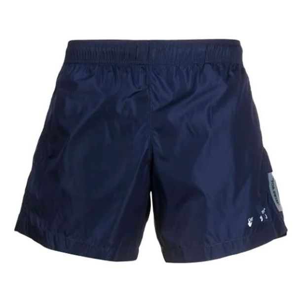 Men's Off-White SS21 Logo Navy Blue Pants OMFA003R21FAB0014501