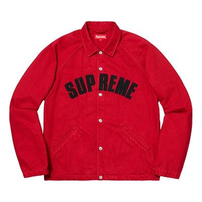 Supreme FW18 Snap Front Twill Jacket Red Logo SUP-FW18-136