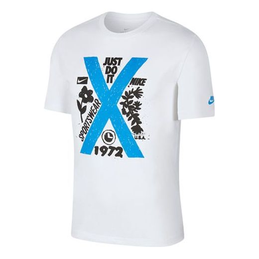 Nike Sportswear Casual Sports Short Sleeve 'White Blue 1972' BQ0121-100