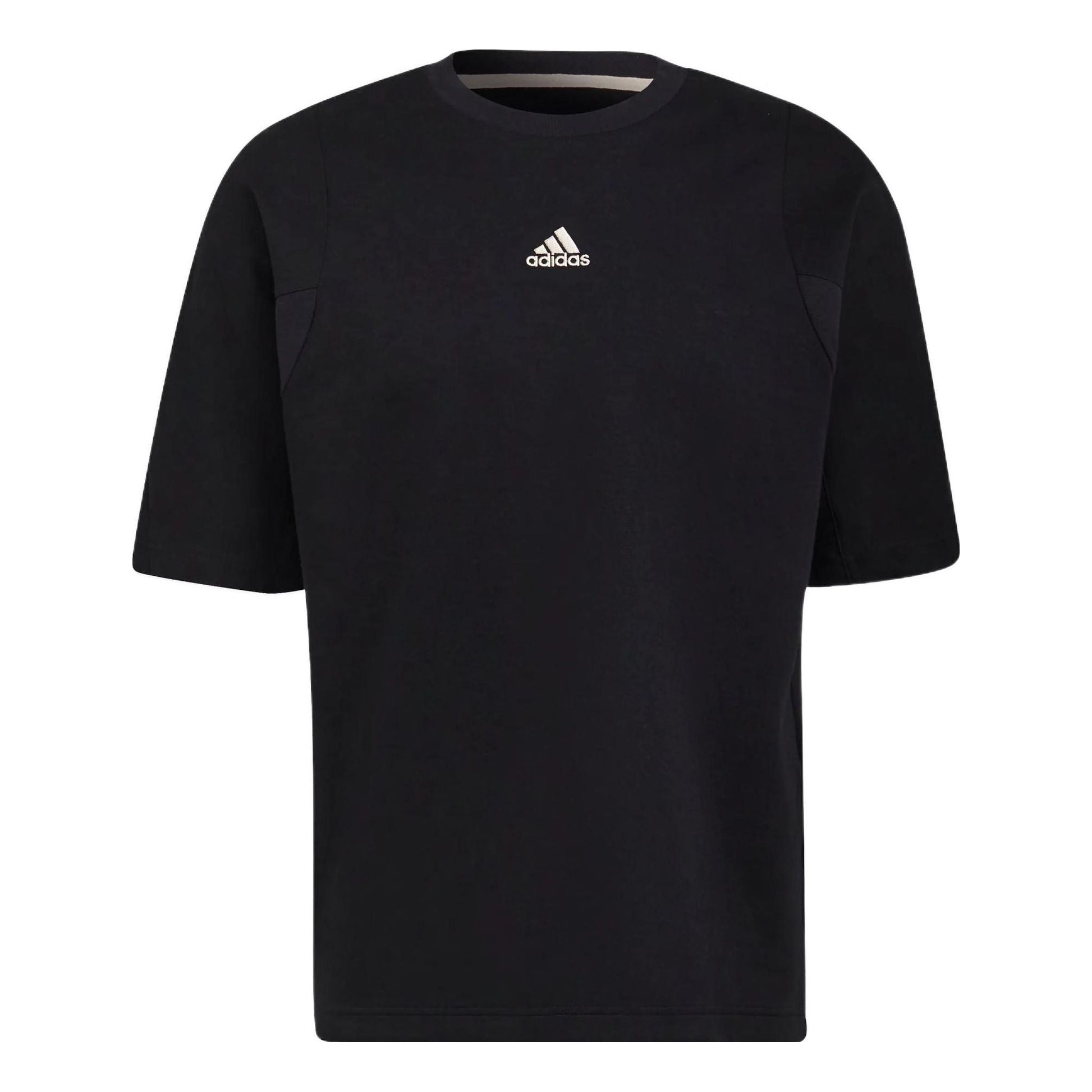 adidas Solid Color Logo Alphabet Printing Sports Short Sleeve Black HB6599