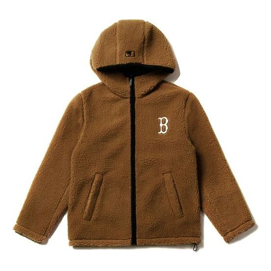 MLB Boston Red Sox lamb's wool Hooded Jacket Unisex Brown 31JPF2061-43A