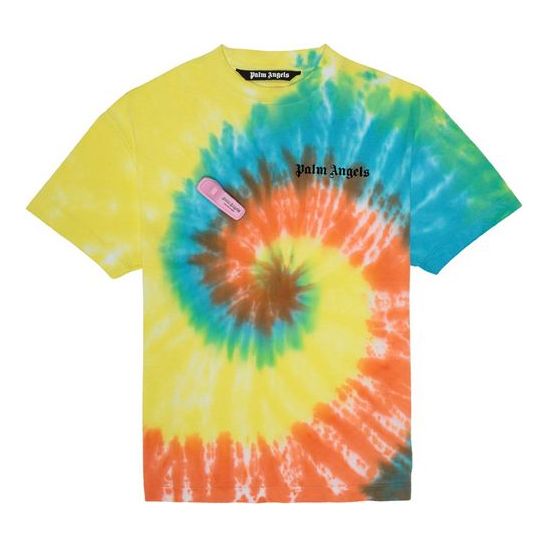 Men's PALM ANGELS Tie Dye New Basic Tee Short Sleeve Multicolor PMAA001R204130060188