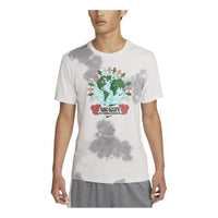 Men's Nike Colorblock Tie Dye Cartoon Earth Character Printing Round Neck Short Sleeve Gray T-Shirt DR8917-506