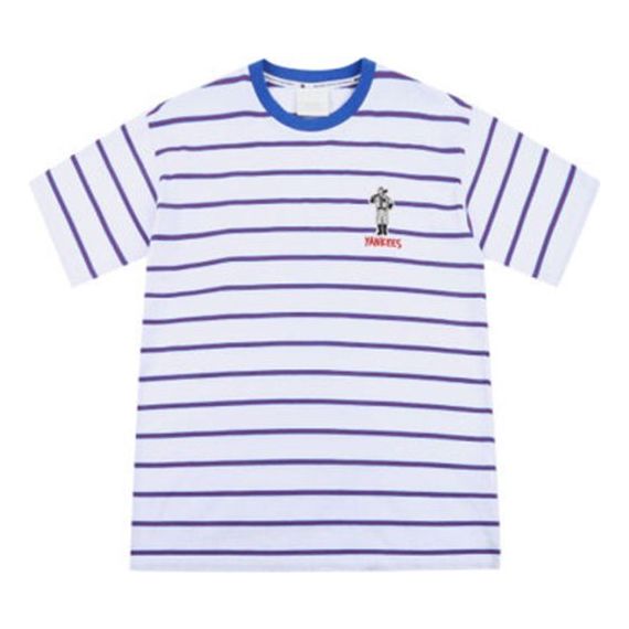 MLB Blue White Stripe Short Sleeve Version Unisex White 31TSCJ931-50W