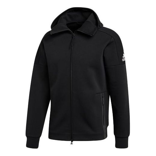 adidas Logo Pattern Loose Hooded Jacket Black FR6014