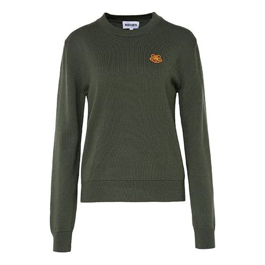 (WMNS) KENZO Embroidery Round-neck Swea Green FA62PU5233TA-54