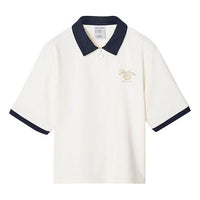 (WMNS) Skechers Logo Printed Polo Shirt 'White Black' L323W020-00NA