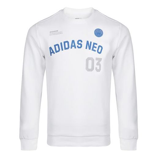 adidas neo M Cs Vrsty Sw Logo Printing Knit Sports Round Neck Pullover White GJ8950