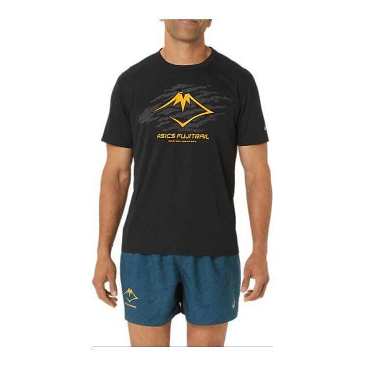 ASICS Fujitrail Logo T-shirt 'Black Yellow' 2011C981-001
