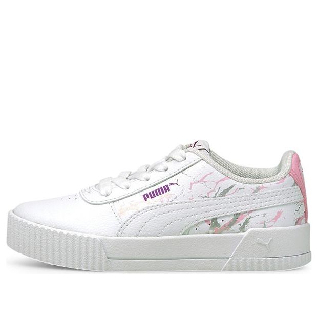 (PS) PUMA Carina Marble Glitter Casual Board Shoes White/Pink 375090-01