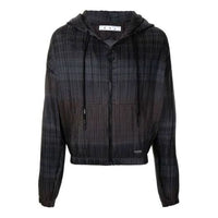 Off-White Stripe Detail Zipper Hooded Jacket Loose Fit Unisex Black OMBE006F20FAB0016000