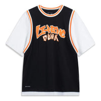 Li-Ning Hoops Graphic Faux Two Piece T-shirt 'Black White' AHST573-1