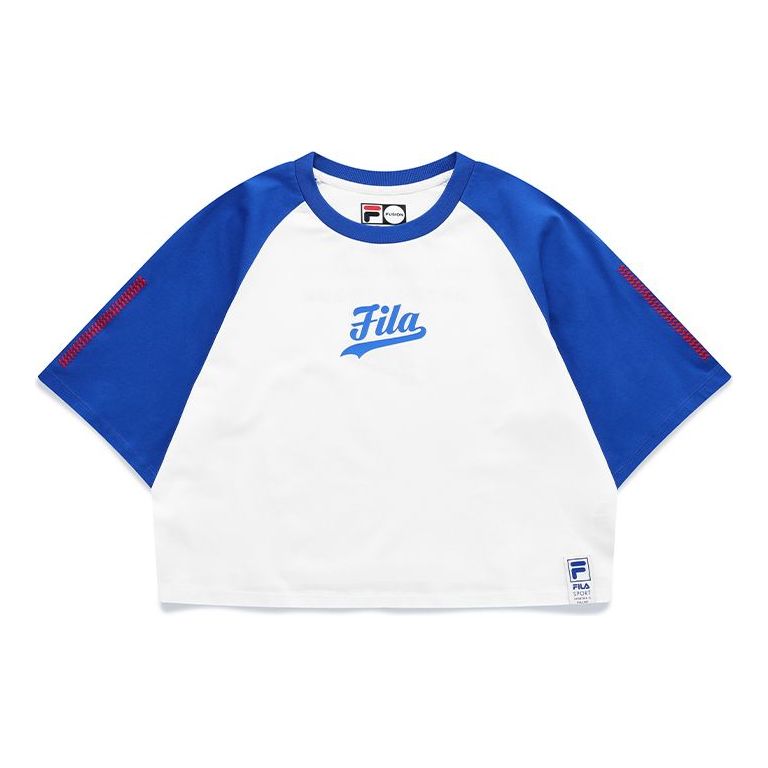 FILA FUSION Baseball Casual Sports Loose Splicing Breathable Short Sleeve White T11W122111F-WT