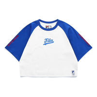 FILA FUSION Baseball Casual Sports Loose Splicing Breathable Short Sleeve White T11W122111F-WT