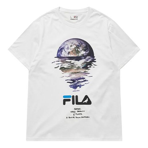 FILA FUSION X Staple Pattern Logo Printing Short Sleeve White T11M024120F-WT