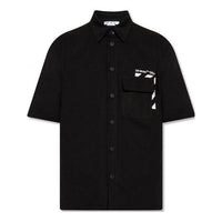 Off-White Solid Color Cotton Printing Short Sleeve Shirt Black OMYD038C99DEN0011001