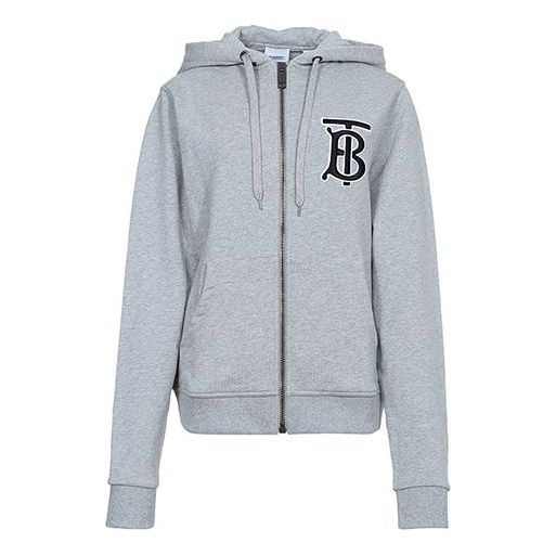 (WMNS) Burberry Chest Bag EmbroideryLogo Zipper Hoodie Grey 80174491
